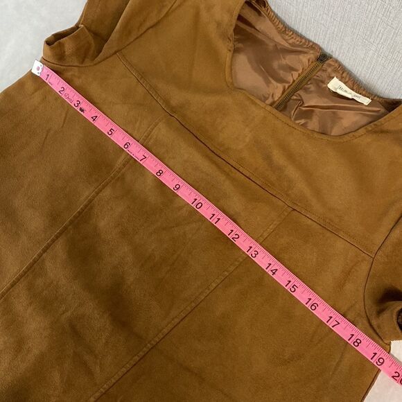 Taylor & Sage Brown Shift Dress Faux Suede Cutouts Large - Picture 11 of 13
